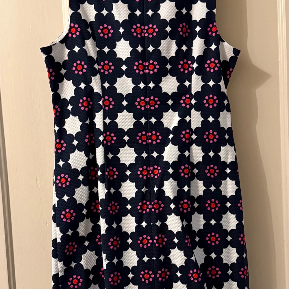 Trina Turk Navy and Pink Floral Shift Dress fully lined - Picture 2 of 6